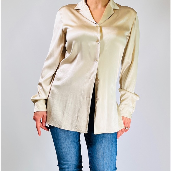 SILK CLUB pure silk top shirt M - Picture 4 of 9
